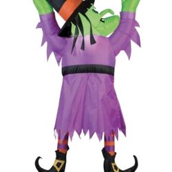 $40🌹🧷 60" Purple and Green Airblown Witch Roof Hanging Outdoor Halloween Decor J412