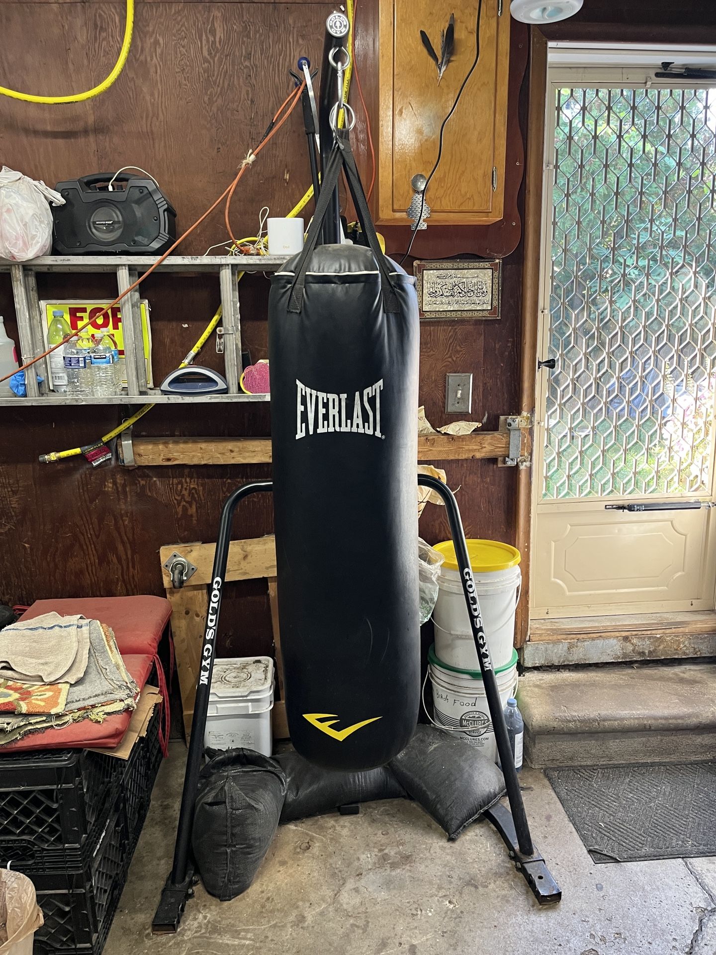 everlast heavy bag with golds gym stand  