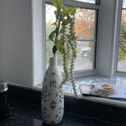 White And Silver Vase