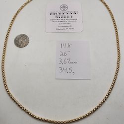 14k Gold 26" Box Link Chain