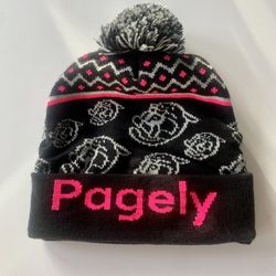 New Beanie Black And Hot Pink 