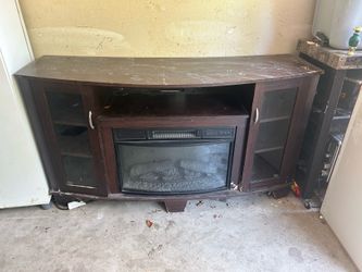 Dark wood electric fireplace tv stand