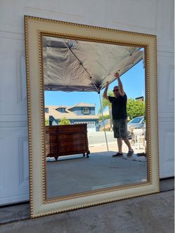 Large Ornate Gold and Cream Framed Wall Mirror