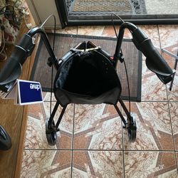 Drive Medical Deluxe Foldable Rollator Walker, Black/Red