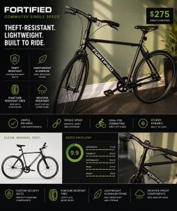 Fortified Single Speed Commuter Bike • Theft Resistant • Lightweight