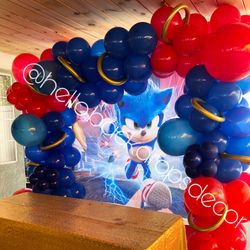 Sonic Inspired Balloon Garland Red Blue Gold