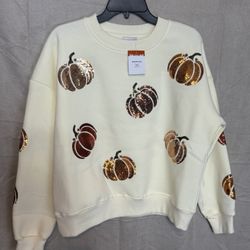Kirkland’s Home - Women’s Pumpkin Sequin Sweater Size Small