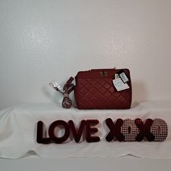 Badgley Mischka Quilted Red Mini Tote Bag