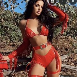 Fashion Nova Red Cow Girl Costume 
