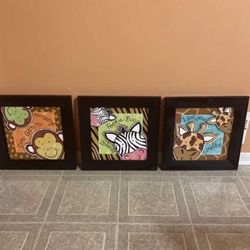 Hobby Lobby peek-a-Boo 3 baby nursery wall pictures. brand new