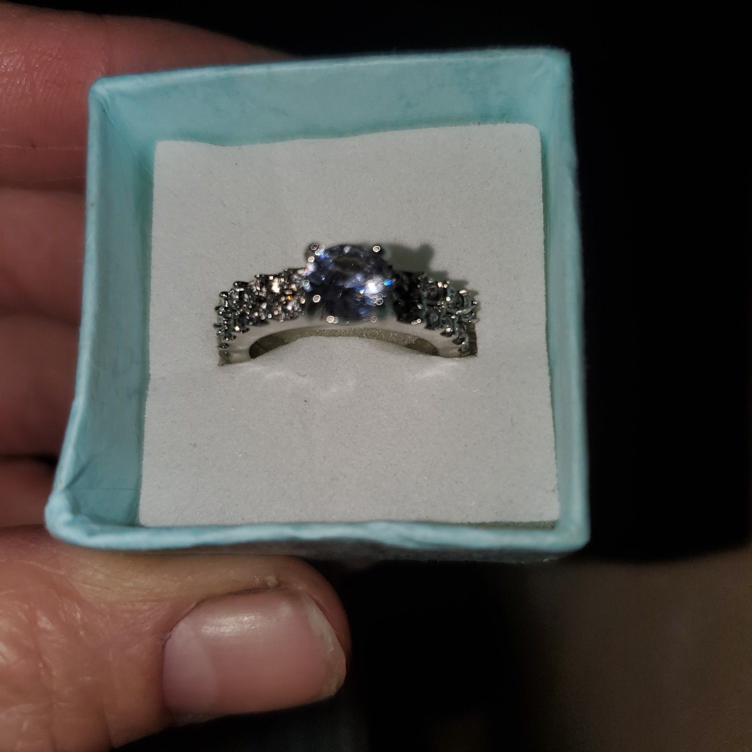 Sz 6 White Gold Moissanite Ring