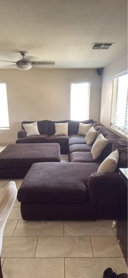 Espresso Brown XL C shaped sectional with ottoman