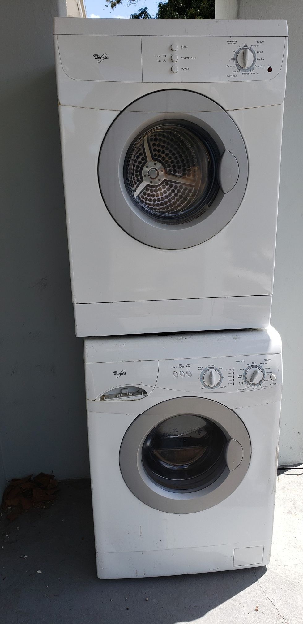 Good condition whirlpool stackable washer dryer compact size 24 inch