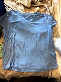 Blue V-Neck Cross-Strap T-Shirt