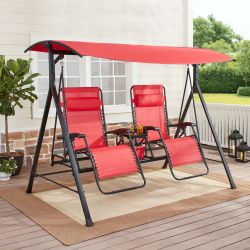 Mainstays Zero-Gravity Steel Porch Swing - Red/Black