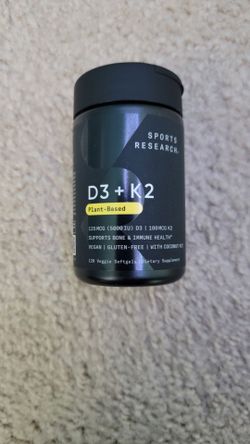 brand new sealed sports research 5000 IU vitamin d3 with 100 MCG k2. (MUST SELL TODAY)