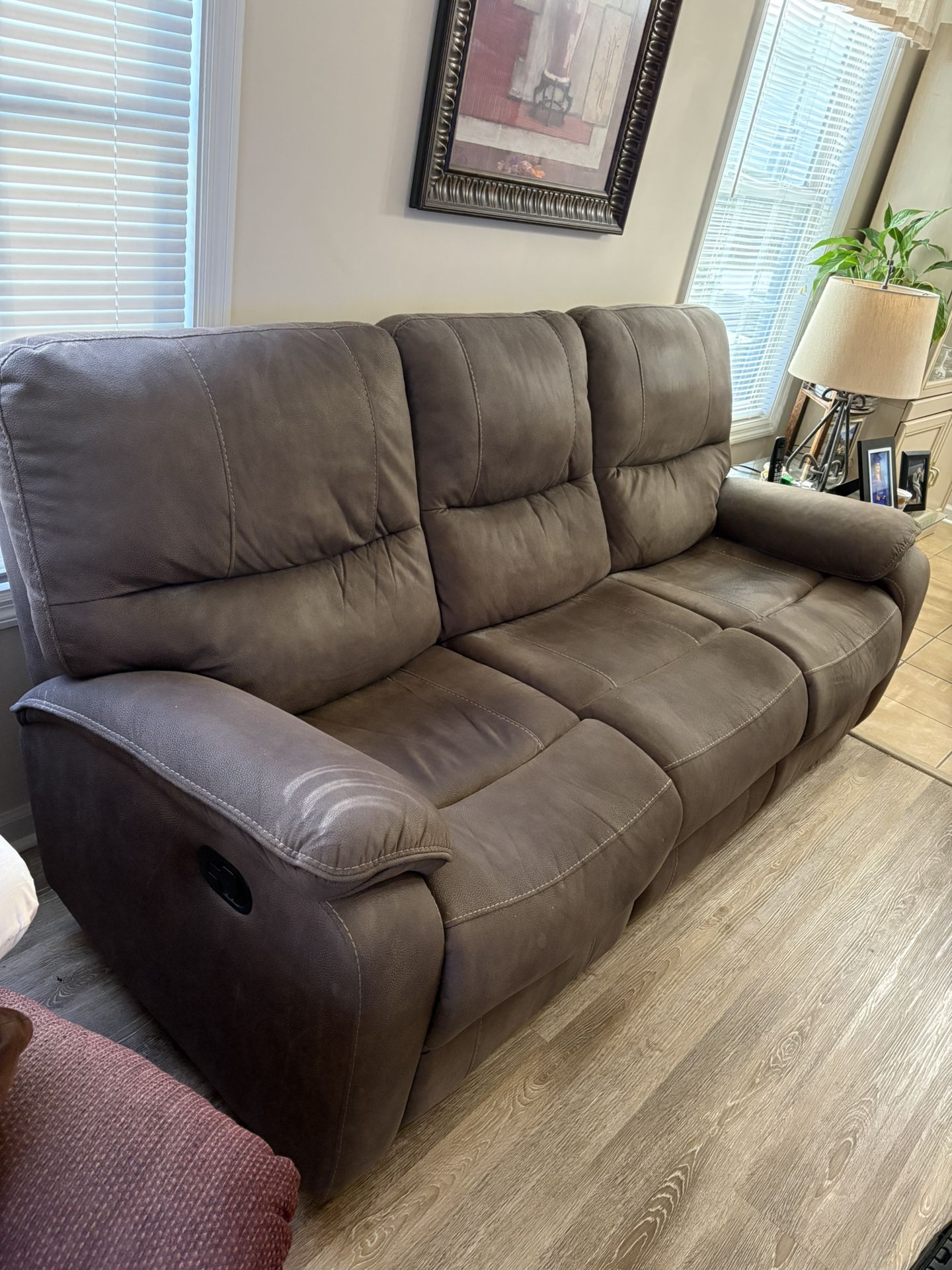 Recliner Couch. 82” Length. Two Ends Recline. Smoke Free Per Free