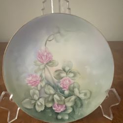 Pink Clover Flowers & Gold Trim 6” Diameter Plate Bavaria