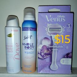 Body Spray Deodorant Dove, Secret & Razor 