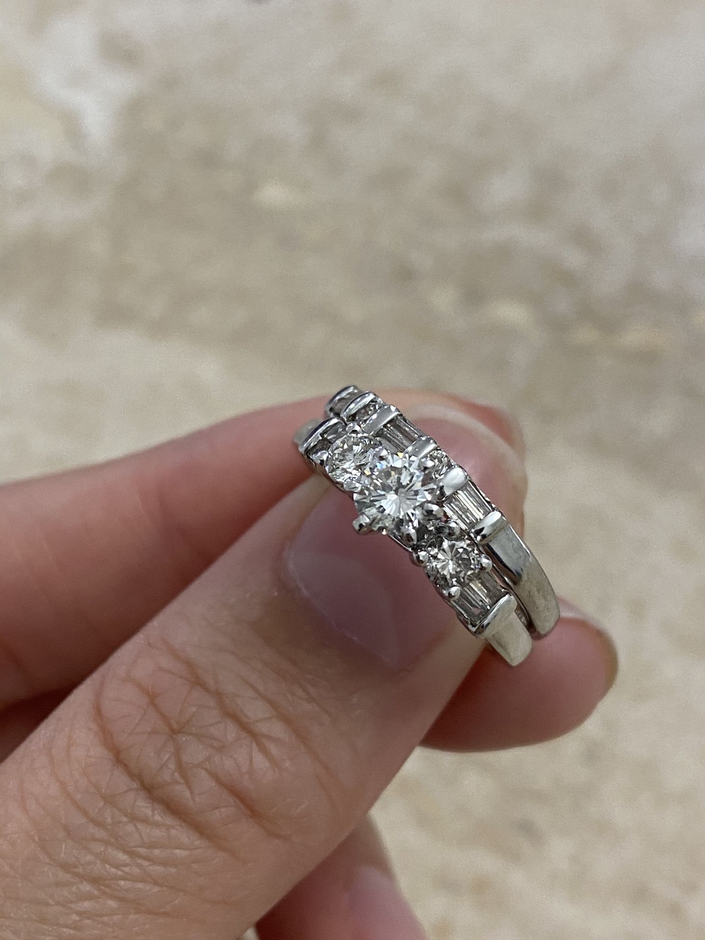 14k White gold diamond engagement set
