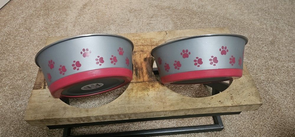 Dog Bowls And Holder