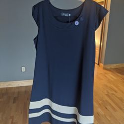 New Navy Blue & Beige Dress. Size XXL 