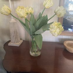 Faux Floral Arrangements In Glass Vase-Ahwatukee 