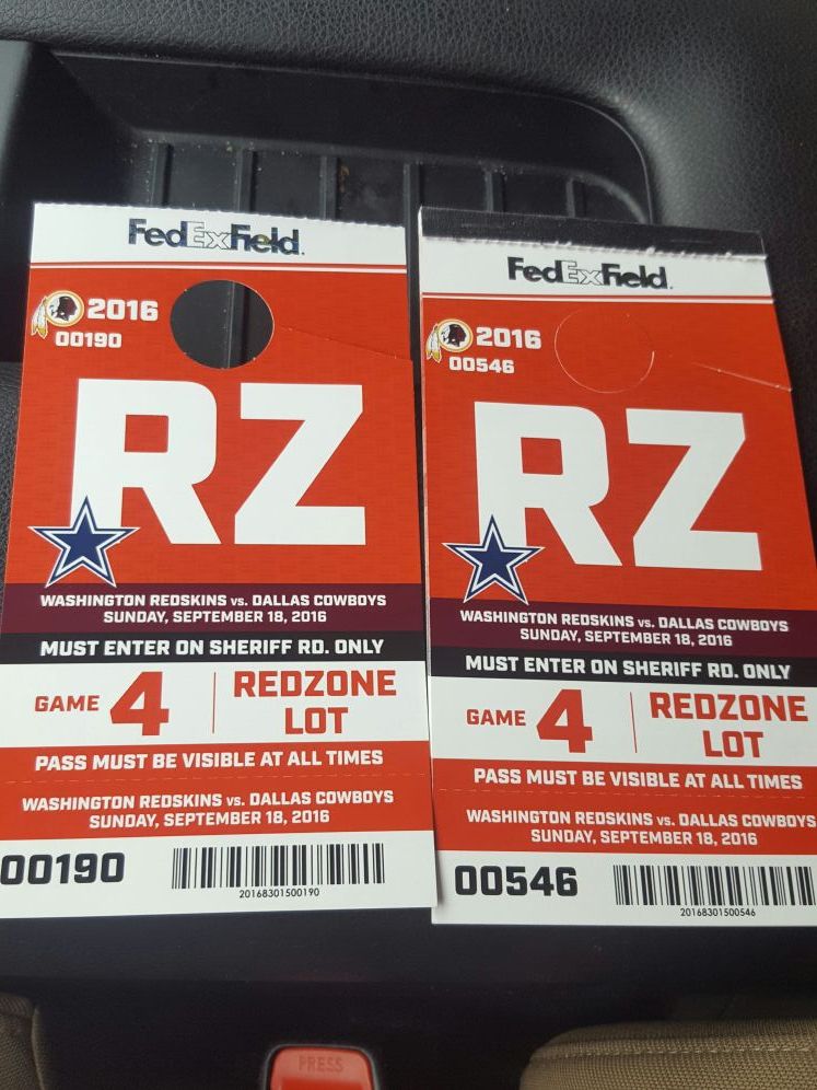 Parking Pass for Redskins Cowboys Tickets