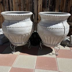 New Flower Pots Made Out Of Clay And Iron 
