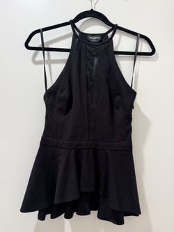 Bebe Lace Inset Peplum Top