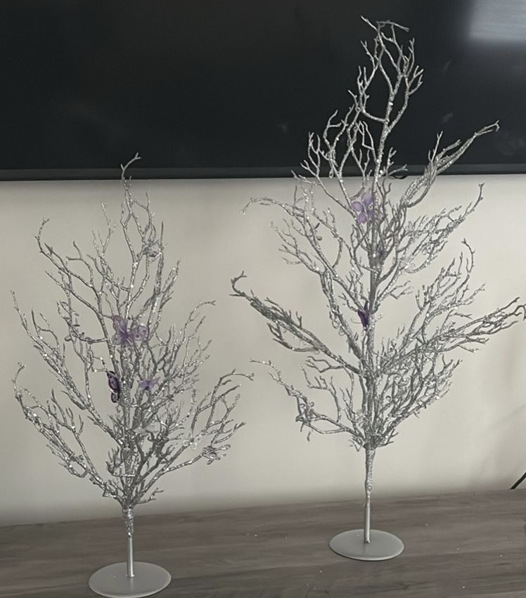 Silver Glitter Branch Decor Trees