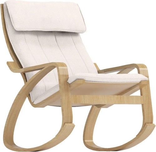 Stylish Curved Bentwood POÄNG Armchair with Removable/Washable Cream Chair Cover