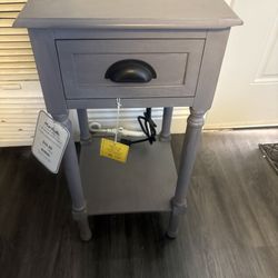 Gray Side Table With USB Port