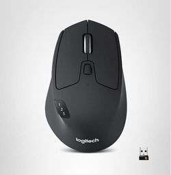 Logitech M720 Triathlon Multi-Device Wireless Mouse, Bluetooth, USB Unifying Receiver, 1000 DPI, 6 Programmable Buttons, Black