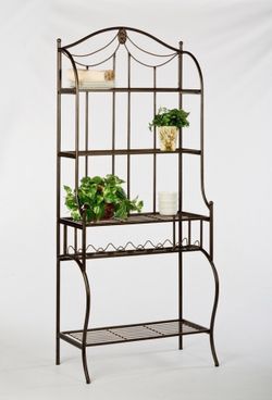 Vintage Style Wrought Iron Baker’s Rack / Garden Plant Stand