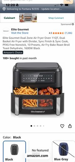 Elite Gourmet Dual Zone Air Fryer Oven 11QT