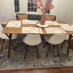 Mid-century Modern Dining Table Set + Chairs & Bench