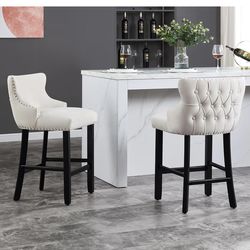 New Velvet Bar Stools 2/set (Beige)
