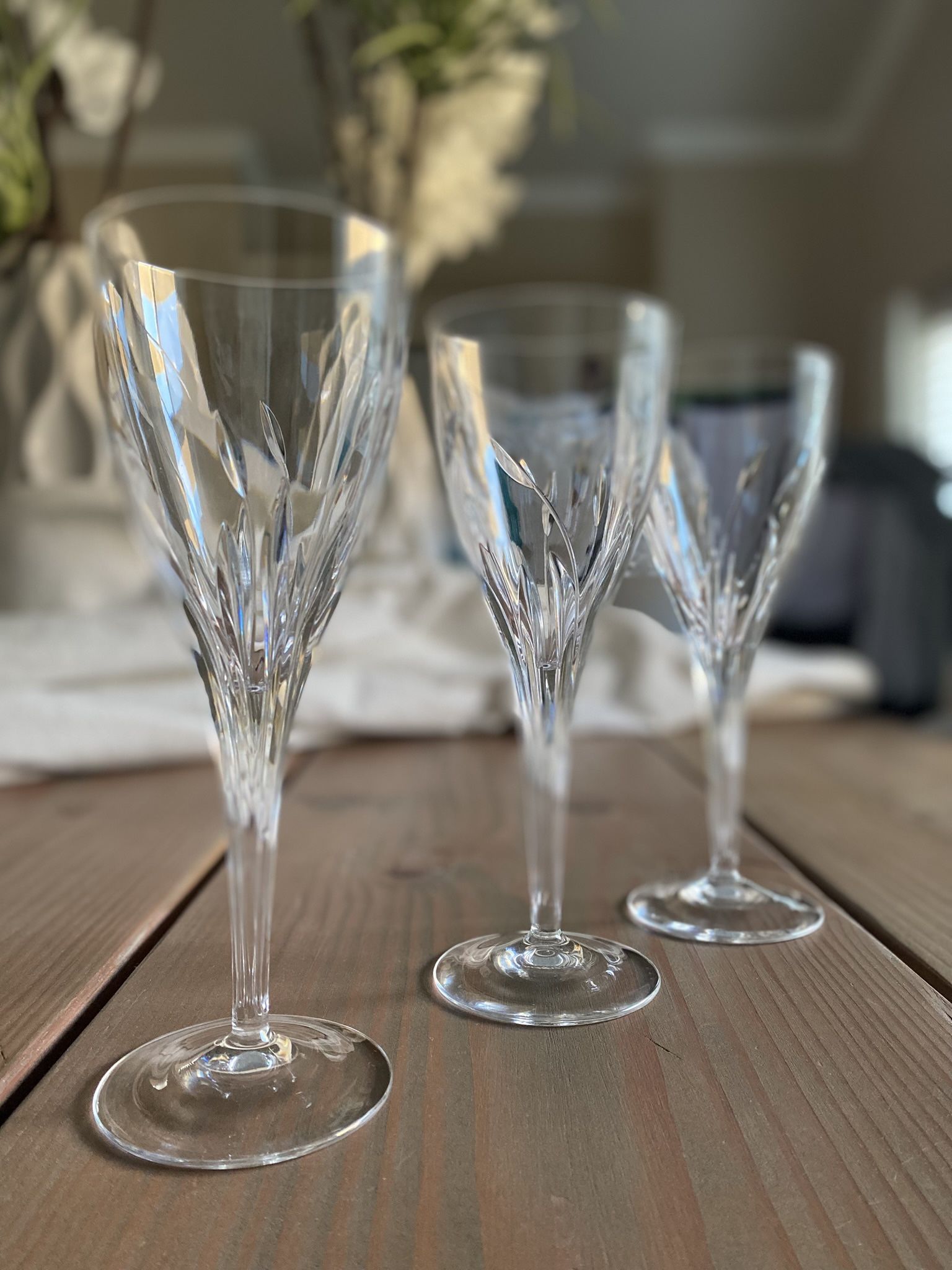 “LIKE NEW” Beautiful !!! Vintage (3) CRYSTAL WINE GLASSES ~ CRISTAL D’ARQUES FRANCE 8.25” PISTIL DESIGN FLAWLESS!!!