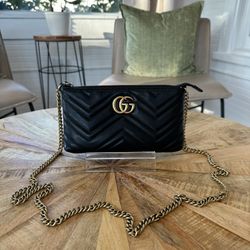 Gucci GG Marmont Chain Shoulder Bag Matelasse Leather Mini