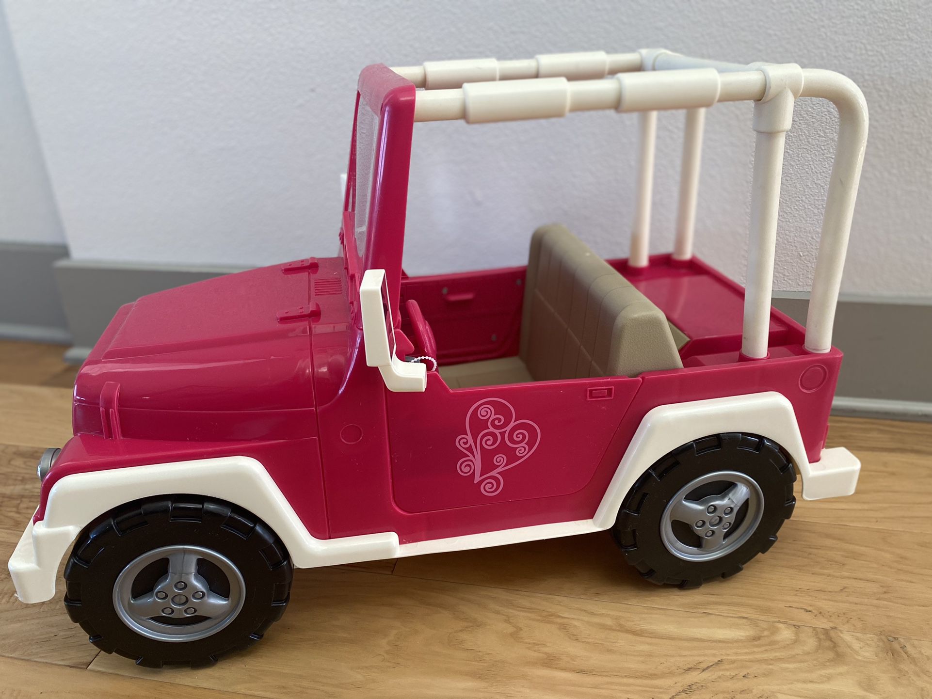 Our Generation Doll Jeep Pink and White for Sale in Cedar TX - OfferUp