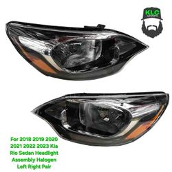 For 2018 2019 2020 2021 2022 2023 Kia Rio Sedan Headlight Assembly Halogen Left Right Pair