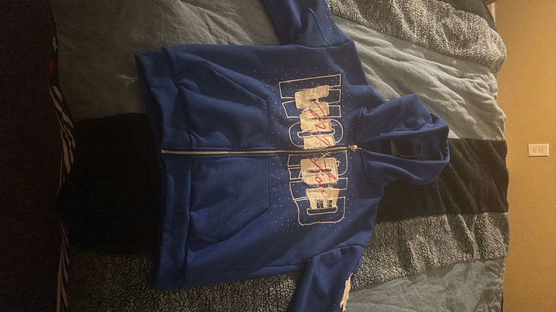 blue, world wide hoodie, 100 percent cotton