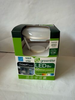 NEW IN BOX Ggreenlite Sleek Design LED 8W Dimmable 65W Replaceable Bulb