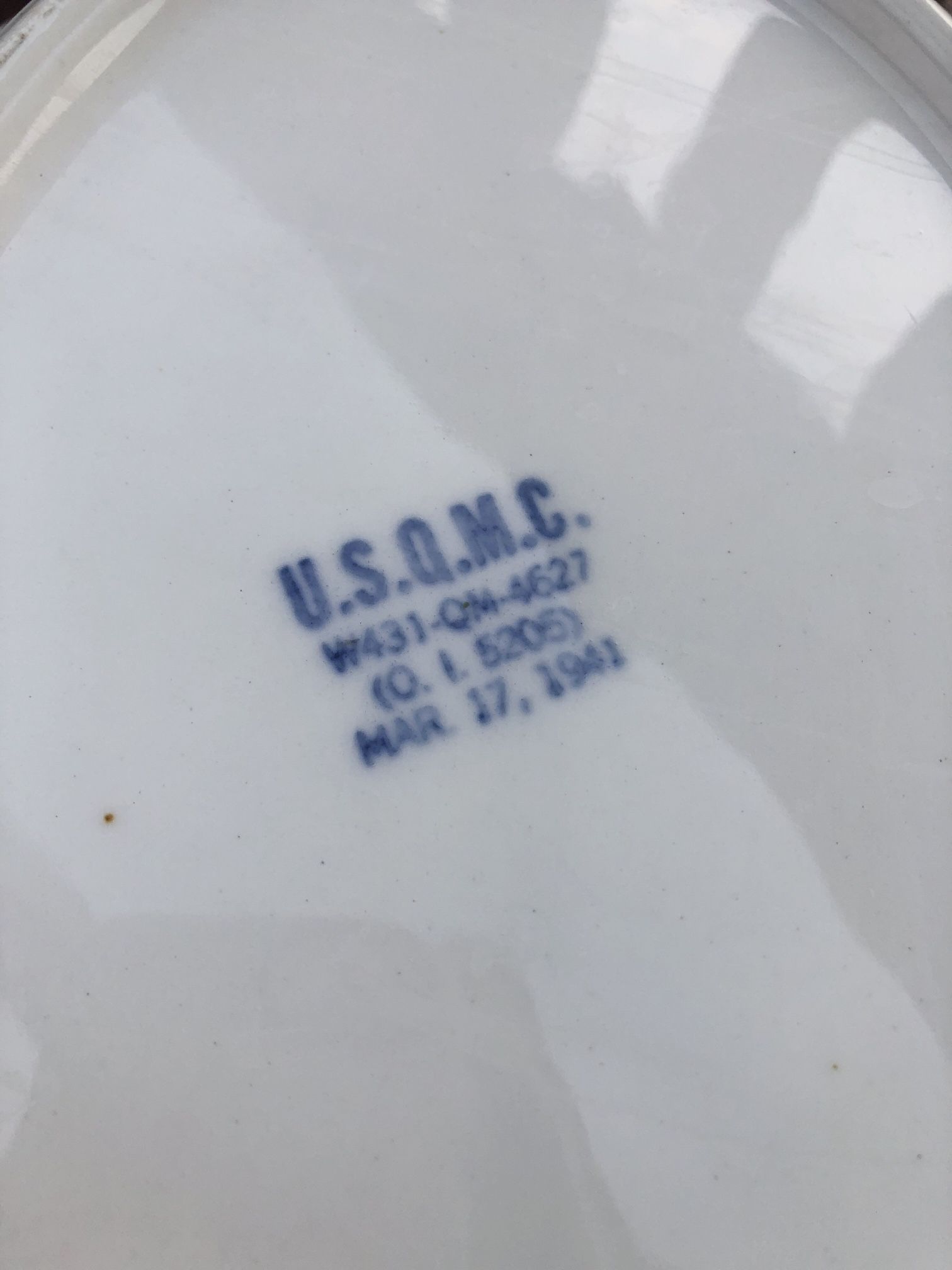 Almost 85 Years Old U.S.Q.M.C. Ironstone WWII Era Mess Hall Serving Platter