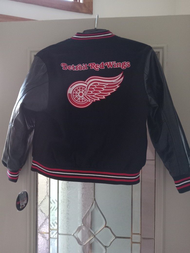NHL Detroit Redwing Wood And Leather Reversible Kids Jackets
