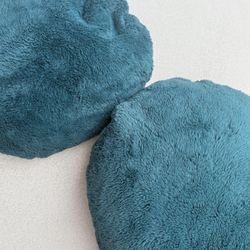 Set of 2 Teal blue Round faux fur Plush Pillows floor poufs   Soft and cozy teal round plush pillows. Perfect for adding comfort and style to any room