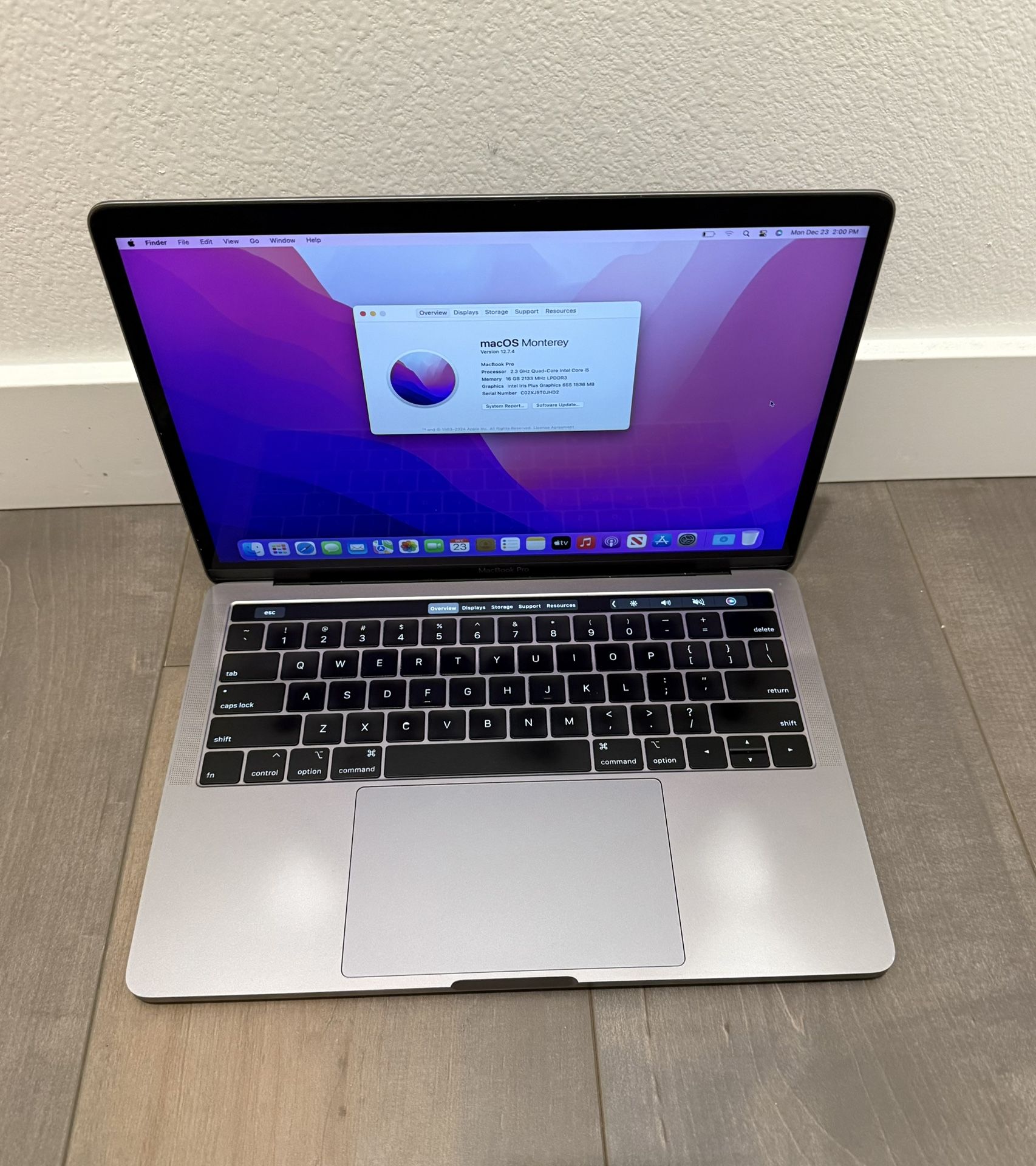 Apple MacBook Pro 13” Retina A1989, Intel i5, 16GB, 256ssd, Gray