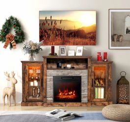 TV Stand w/ Led Lights For 65" Wall-Mounted TV