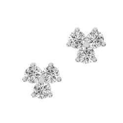 3 Stone Natural Diamond Earrings